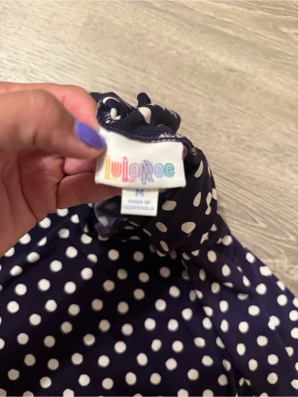 LuLaRoe Navy and White Polka Dot Circle Skirt